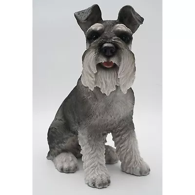 Large Sitting Realistic Schnauzer Puppy Dog Figurine Resin 12.5  • $50