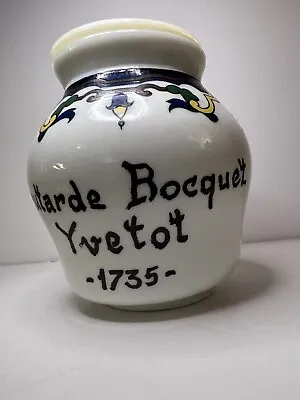 Vintage Hand Painted Milk Glass Mustard Jar Moutarde Bacquet Yvetot 1735 • $19