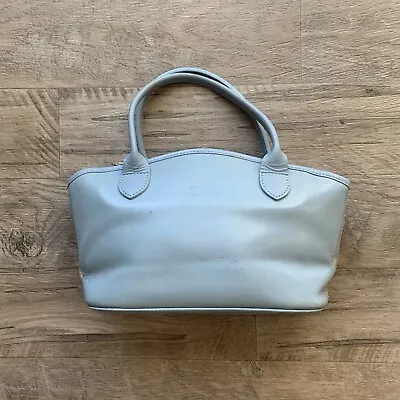 Longchamp France VTG RARE Mini Leather Purse Pale Power Blue Hand Held • $29.99