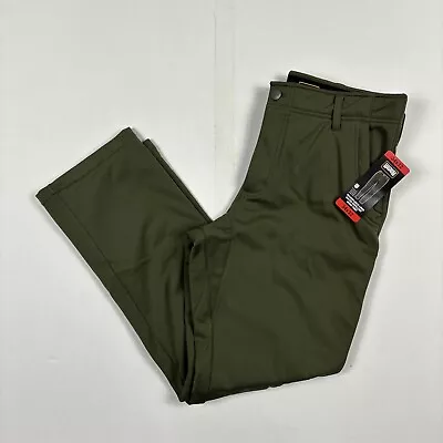 Magnum Men’s Work Pant Microfleece Lined Water Repellant Softshell Green 34x32 • $24.99