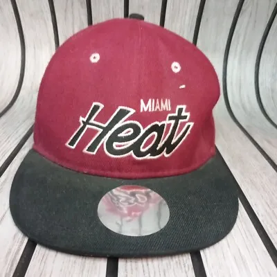 Miami Heat Hat Snapback Hat Mitchell & Ness Adult Size Red Adjustable Hat Cap • £9.99