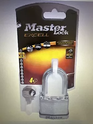 Master Lock Excell Stainless Stelll 45mm Padlock - 38mm Shackle 4 X Keys • £6.50