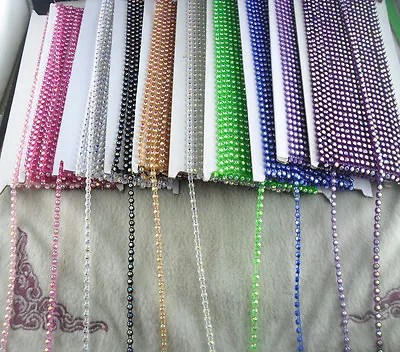 SS12 3mm White AB Crystal Glass Rhinestone Banding Plastic Chain 10Yards • $9.99