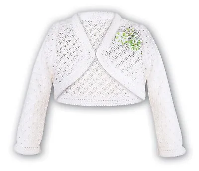£14 • Buy Sarah Louise Girls Crochet Ivory Cardigan With Flowers 2 Years.