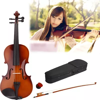 Hot Sale 1/2 Size Acoustic Violin Case Bow Rosin For Kid 9-10 Years Old Natural • $86.15