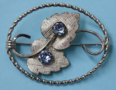 Vintage VAN DELL Signed Sterling Silver 925 Blue Stones Floral Brooch Pin • $19.99
