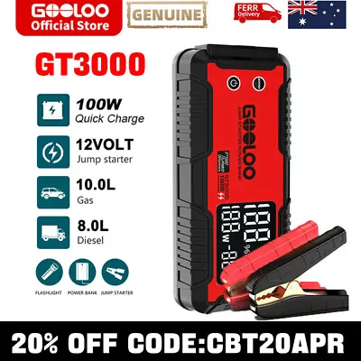 GOOLOO GT3000 Jump Starter 3000A Portable Battery Booster Jumper Box Powerbank • $139.99