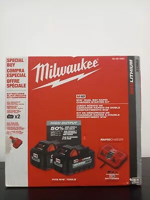 Milwaukee 48-59-1882 M18 18V Dual Bay Rapid Charger Starter Kit W/2x 8Ah Battery • $229