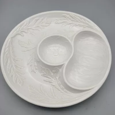 Bordallo Pinheiro White Artichoke Serving Platter 11  Majolica Embossed  • $22