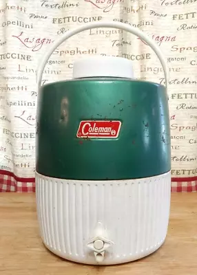 VTG Coleman 2 Gallon Thermos Green Made In USA Water Jug Cooler 80s 90s 70s Camp • $29.99