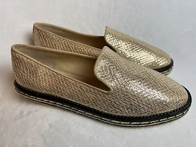 VINCE CAMUTO Flats Loafers Womens 10 M Shoes Gold Leather Espadrilles Excellent! • $18.99