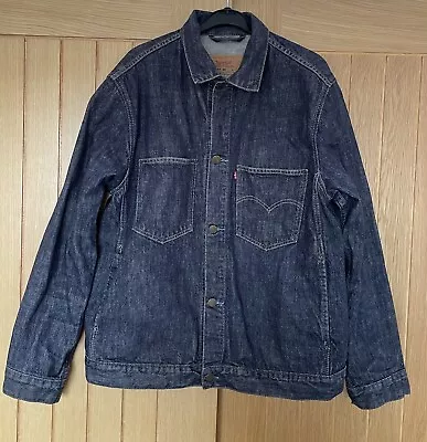 Vintage Levi's Denim Chore Jacket 70511 04 Mens L Large Raw Blue Button Up • £40