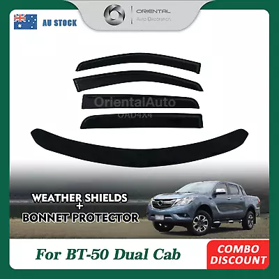 Bonnet Protector & Injection Weathershields For Mazda BT-50 Dual Cab 2011-2020 • $140