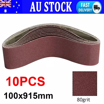 10pcs 100mm X 915mm 914mm Sanding Belt Belts 80 Grit Heavy Duty Cloth Backed AU • $33.09