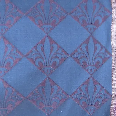 Vtg 1990 Designtex Upholstery Fabric Elegant Blue & Purple Fleur De Lis 6 Yd • $36.50