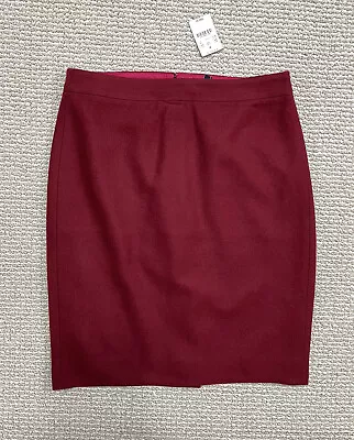 J. Crew Pencil Skirt Womens SIZE 4 Dark Red Wool Knee Length Career Business NWT • $15.54