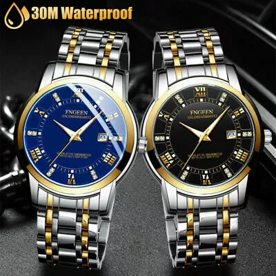 Waterproof Men's Watch Relojes De Hombre Classic Stainless Steel Quartz Luminous • £13.19
