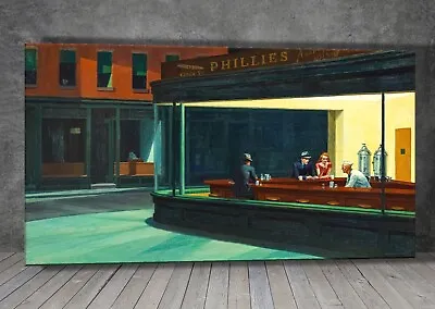 Edward Hopper Nighthawks CANVAS PAINTING ART PRINT 1334 • £15.33