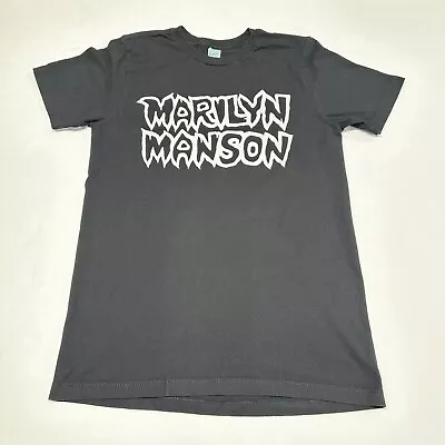 Marilyn Manson Script Spellout Logo Graphic Black 100% Cotton TShirt Size Small • $23.14