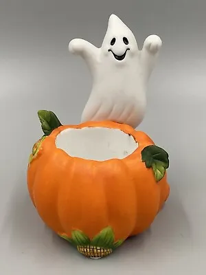 Partylite Halloween Decor Ghost/ Pumpkin Tealite Votive Candle Holder 4.5” • $18.63