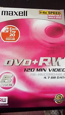 Maxell DVD-RW Re-Recordable Rewritable X4 Speed 4.7 GB Data 120 Min Video X5 New • £12