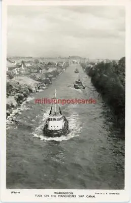 Real Photo Postcard Of Tugs On The Manchester Ship Canal Warrington Lancashire • £8