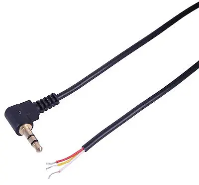 3.5mm Stereo Jack Plug To 3 Pole Solder Bare Wire End Gold Right Angle Lead 2m • £2.79