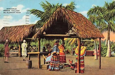 St Petersburg Florida Seminole Indian Village Traditional Dress VTG Postcard • $6.39