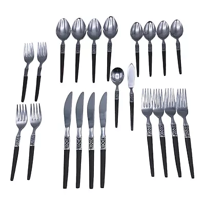 ECKO Eterna Forged Stainless Steel Flatware 22 Piece Vintage MCM Floral Pattern • $39.99