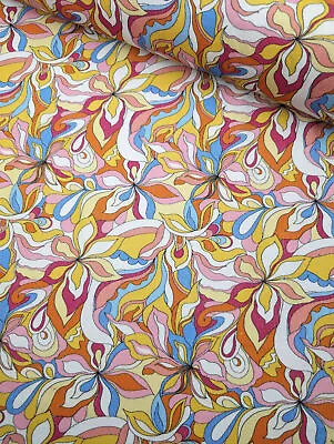 Retro Floral 100% Cotton Needlecord Fabric • £6