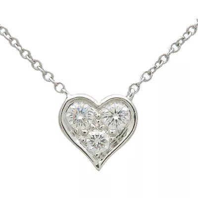 Auth Tiffany&Co. Sentimental Heart 3P Diamond Necklace PT950 Platinum Used F/S • $1440