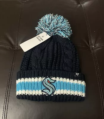 NWT ‘47 Brand Seattle Kraken Hockey Beanie One Size Fits Most Blue With Pom H2 • $9.87