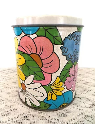 Ballonoff 1970's Vintage  Retro Tin Kitchen Canister Flower Power Mod 5  High • $42.99