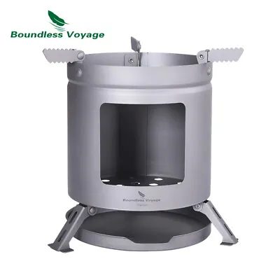 Outdoor Camping Titanium Wood Stove With Foldable Stands Portable Ultralight • $57.20
