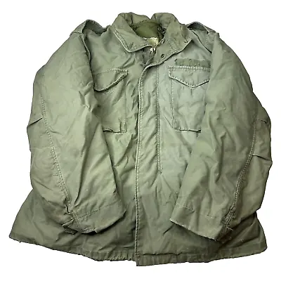 Vintage Vietnam Era M65 Sateen OG 107 Military Field Coat Jacket 48 Regular • $71.99