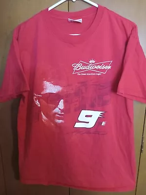 VTG Kasey Kahne Budweiser #9 NASCAR Graphic T-Shirt Men's Large Red Short Sleeve • $15