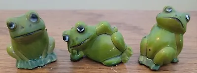Lot Of 3 Vintage Miniature Frogs Relaxing Resting Sitting Made In Hong Kong • $10.99