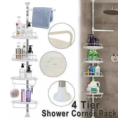 Telescopic Shower Caddy Bathroom Corner Storage Rack Wall Shelf Pole Organizer • $28.99