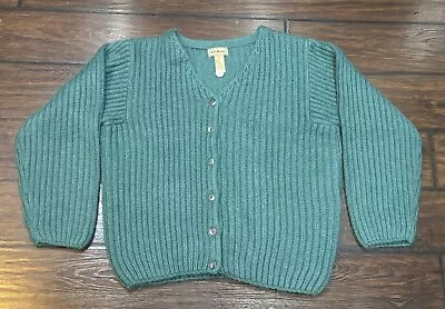 Vintage LL Bean Chunky  Knit Cardigan Mohair Blend Turquoise Size XL Women’s • $34.99