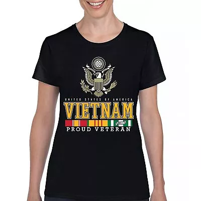 Vietnam War Proud Veteran T-Shirt American Army Vet DD 214 Patriot Women's Tee • $21.95