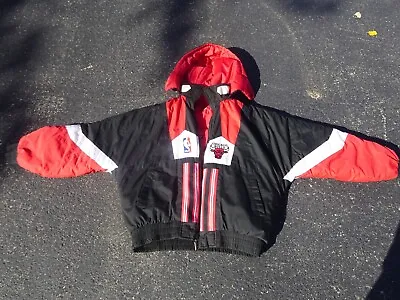 VTG 90s Chicago Bulls Pro Player Reversible Coat Jacket XL Detachable Hoodie • $85.99