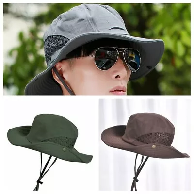 £11.96 • Buy Men Women Fishing Hat Cap Mesh Bush Hiking Sun Safari Outdoor Foldable Military