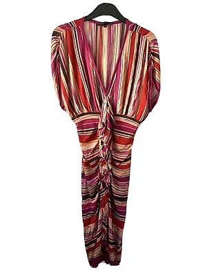 £7 • Buy Coast Stripe Dress Shift Wiggle Pink Purple Sheer Uk 10