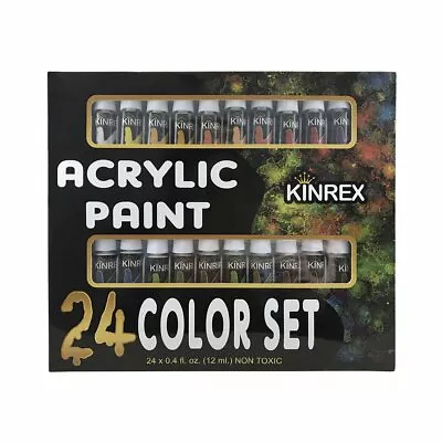 KINREX Acrylic Paint Set 24 Colors Kit Art Supplies Paints For Canvas Wood • $17.99