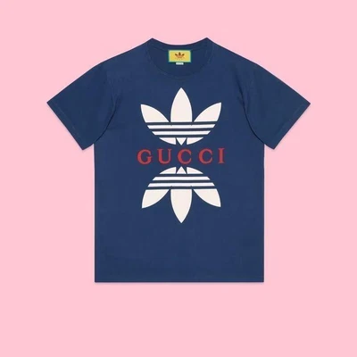 $1148.93 • Buy GUCCI X Adidas Short Sleeve T-shirt M Navy Authentic Men New Unused From Japan