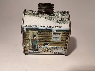 1984 Absolutely Pure Maple Syrup Empty Tin Log Cabin New England Container Co. • $7