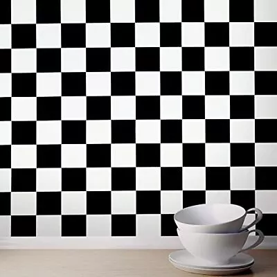 1339 Black And White Mosaic Lattice Peel And Stick Wallpaper 17.7 X118  Check... • $23.73