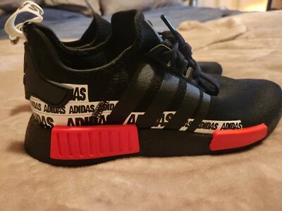 $40 • Buy Adidas NMD R1 Wordmark Heel Stripe -Black -Size 9.5 US - UK 9