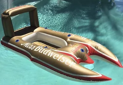 Vintage Collectible Miss Budweiser Inflatable Lounger Boat For Pool - NEW • $127.42