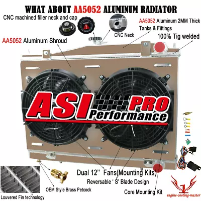 3 Row Radiator+Shroud Fan&Relay For 1988-2008 Nissan Silvia S13 /Skyline R33 R34 • $279